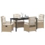 Conjunto de Comedor de Jardín 5 pcs Beige ratán sintético