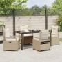 Conjunto de Comedor de Jardín 5 pcs Beige ratán sintético