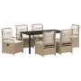 Conjunto de Comedor de Jardín 7 pcs Beige ratán sintético
