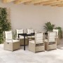 Conjunto de Comedor de Jardín 7 pcs Beige ratán sintético