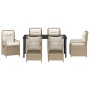 Conjunto de Comedor de Jardín 7 pcs Beige ratán sintético