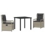 Conjunto de Comedor de Jardín 3 pcs Gris Claro ratán sintético