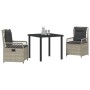 Conjunto de Comedor de Jardín 3 pcs Gris Claro ratán sintético