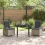 Conjunto de Comedor de Jardín 3 pcs Gris Claro ratán sintético