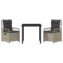 Conjunto de Comedor de Jardín 3 pcs Gris Claro ratán sintético