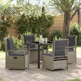 Conjunto de Comedor de Jardín 5 pcs Gris Claro ratán sintético