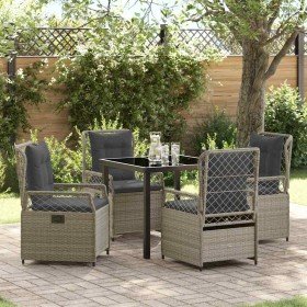 Conjunto de Comedor de Jardín 5 pcs Gris Claro ratán sintético