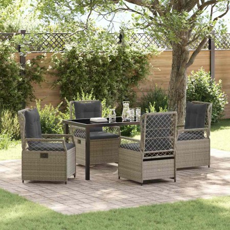 Conjunto de Comedor de Jardín 5 pcs Gris Claro ratán sintético