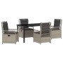 Conjunto de Comedor de Jardín 5 pcs Gris Claro ratán sintético