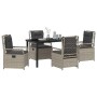 Conjunto de Comedor de Jardín 5 pcs Gris Claro ratán sintético