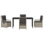 Conjunto de Comedor de Jardín 5 pcs Gris Claro ratán sintético