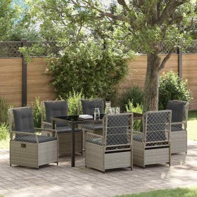 Conjunto de Comedor de Jardín 7 pcs Gris Claro ratán sintético
