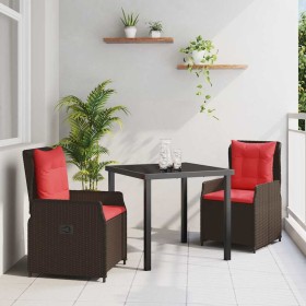 Conjunto de Comedor de Jardín 3 pcs Marrón Poliratán