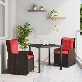 Conjunto de Comedor de Jardín 3 pcs Marrón Poliratán