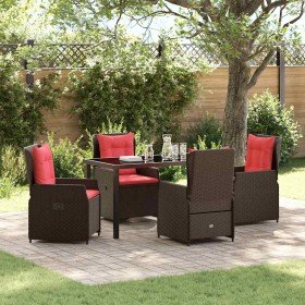 Conjunto de Comedor de Jardín 5 pcs Marrón Poliratán Conjunto de Comedor de Jardín 5 pcs Marrón Poliratán