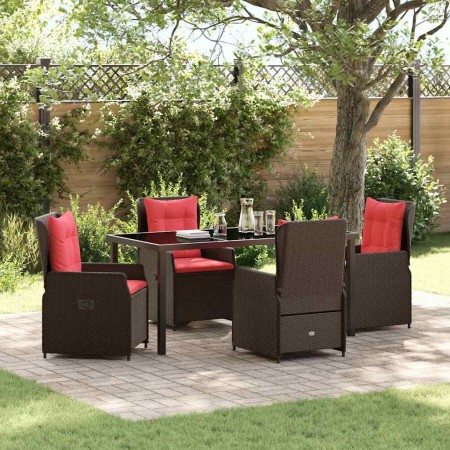 Conjunto de Comedor de Jardín 5 pcs Marrón Poliratán