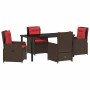 Conjunto de Comedor de Jardín 5 pcs Marrón Poliratán