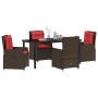 Conjunto de Comedor de Jardín 5 pcs Marrón Poliratán