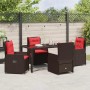 Conjunto de Comedor de Jardín 5 pcs Marrón Poliratán