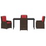 Conjunto de Comedor de Jardín 5 pcs Marrón Poliratán