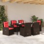 Conjunto de Comedor de Jardín 7 pcs Marrón Poliratán