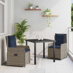 Conjunto de Comedor de Jardín 3 pcs Gris Poliratán Conjunto de Comedor de Jardín 3 pcs Gris Poliratán