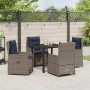 Conjunto de Comedor de Jardín 5 pcs Gris Poliratán
