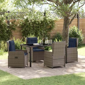 Conjunto de Comedor de Jardín 5 pcs Gris Poliratán