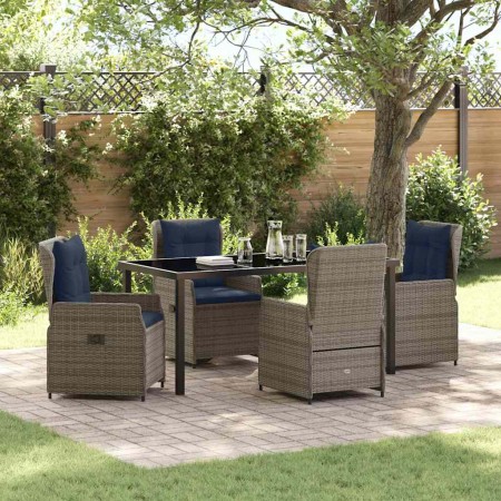 Conjunto de Comedor de Jardín 5 pcs Gris Poliratán