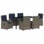 Conjunto de Comedor de Jardín 7 pcs Gris Poliratán