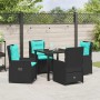 Conjunto de Comedor de Jardín 5 pcs Negro Poliratán