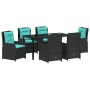 Conjunto de Comedor de Jardín 7 pcs Negro Poliratán