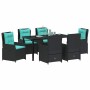 Conjunto de Comedor de Jardín 7 pcs Negro Poliratán