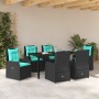 Conjunto de Comedor de Jardín 7 pcs Negro Poliratán