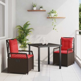 Conjunto de Comedor de Jardín 3 pcs Marrón ratán sintético