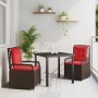 Conjunto de Comedor de Jardín 3 pcs Marrón ratán sintético