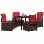 Conjunto de Comedor de Jardín 5 pcs Marrón ratán sintético