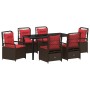 Conjunto de Comedor de Jardín 7 pcs Marrón ratán sintético