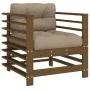 Garden furniture set 7 pieces and cushions solid brown honey wood by vidaXL, Garden sets - Ref: Foro24-3185839, Price: 728,60...