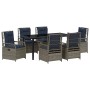 Conjunto de Comedor de Jardín 7 pcs Gris ratán sintético
