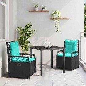 Conjunto de Comedor de Jardín 3 pcs Negro ratán sintético