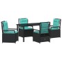 Conjunto de Comedor de Jardín 5 pcs Negro ratán sintético