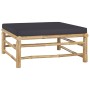 Set de muebles de jardín 8 piezas bambú con cojines gris oscuro