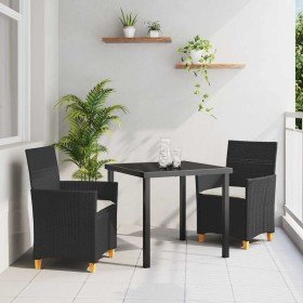Conjunto de Comedor de Jardín 3 pcs Negro ratán sintético Conjunto de Comedor de Jardín 3 pcs Negro ratán sintético