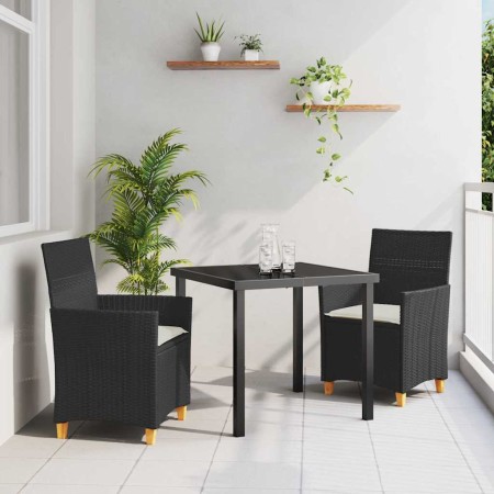 Conjunto de Comedor de Jardín 3 pcs Negro ratán sintético