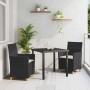Conjunto de Comedor de Jardín 3 pcs Negro ratán sintético