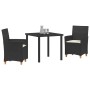 Conjunto de Comedor de Jardín 3 pcs Negro ratán sintético