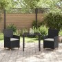 Conjunto de Comedor de Jardín 3 pcs Negro ratán sintético