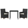 Conjunto de Comedor de Jardín 3 pcs Negro ratán sintético