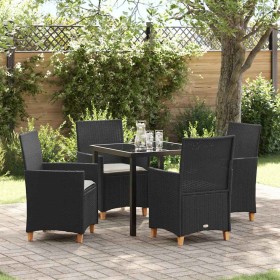 Conjunto de Comedor de Jardín 5 pcs Negro ratán sintético